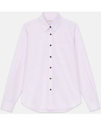 Lafayette 148 New York - Micro Gingham Cotton Poplin High Collar Shirt - Lyst