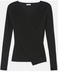 Lafayette 148 New York - Finespun Voile Pleat Stitch Crossover Sweater - Lyst