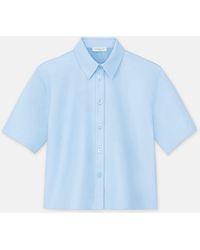 Lafayette 148 New York - Plus-size Lambskin Leather Short Sleeve Shirt - Lyst