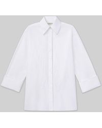 Lafayette 148 New York - Embroidered Rose Organic Cotton Poplin Oversized Shirt - Lyst
