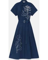 Lafayette 148 New York - Embroidered Rose Organic Cotton Poplin Shirtdress - Lyst