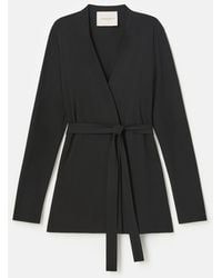 Lafayette 148 New York - Matte Jersey V-Neck Belted Jacket - Lyst