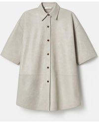 Lafayette 148 New York - Lambskin Leather Drop Shoulder Oversized Shirt - Lyst