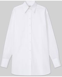 Lafayette 148 New York - Plus-size Organic Cotton Poplin Sheer Sleeve Oversized Shirt - Lyst