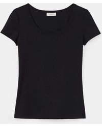 Lafayette 148 New York - Cotton Rib Scoop Neck T-Shirt - Lyst