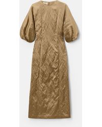 Lafayette 148 New York - Satin Balloon Short Sleeve Midi Dress - Lyst