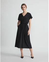 Lafayette 148 New York - Plus-size Organic Silk Stretch Georgette V-neck Dress - Lyst