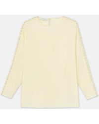 Lafayette 148 New York - Organic Silk Georgette Button Sleeve Blouse - Lyst