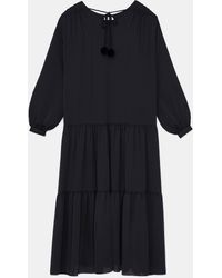 Lafayette 148 New York Satin Tiered Maxi Dress - Black