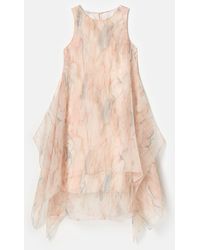 Lafayette 148 New York - Gesture Print Silk Organza Layered Handkerchief Midi Dress - Lyst