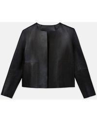 Lafayette 148 New York - Nappa Leather Collarless Open Front Jacket - Lyst