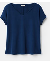 Lafayette 148 New York - Organic Stretch Silk V Neck Short Sleeve Blouse - Lyst