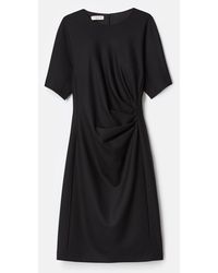 Lafayette 148 New York - Stretch Wool Pleated Waist Short Sleeve Dress - Lyst
