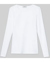 Lafayette 148 New York - Cotton Rib Crewneck Long Sleeve T-shirt - Lyst