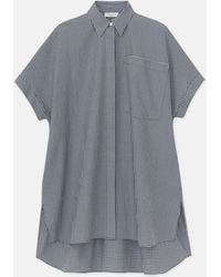 Lafayette 148 New York - Micro Gingham Cotton Seersucker Oversized Shirt - Lyst