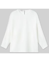 Lafayette 148 New York - Organic Silk Georgette Button Sleeve Blouse - Lyst