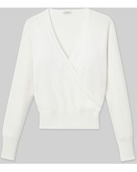 Lafayette 148 New York - Petite Cottonsilk Surplice V-neck Sweater - Lyst