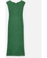 Lafayette 148 New York - Satin Plisse Smocked Cap Sleeve Maxi Dress - Lyst