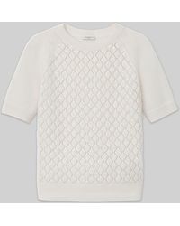 Lafayette 148 New York - Hand-embellished Cashmere Lace Stitch Short Sleeve Sweater - Lyst