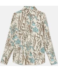 Lafayette 148 New York - Plus-size Flora Trail Print Silk Twill Collared Blouse - Lyst