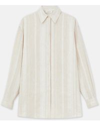 Lafayette 148 New York - Stripe Jacquard Linen-cashmere Oversized Shirt - Lyst