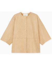 Lafayette 148 New York - Nappa Lambskin Leather Perforated Collarless Jacket - Lyst
