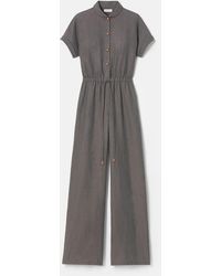 Lafayette 148 New York - Lafayette 148 Ny Organic Linen Claudine Collar Drawstring Jumpsuit - Lyst