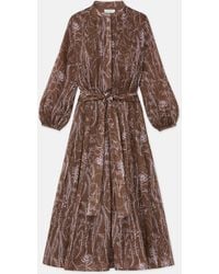 Lafayette 148 New York - Flora Print Sustainable Gemma Cloth Voile Pintuck Midi Dress - Lyst
