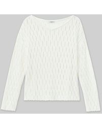 Lafayette 148 New York - Cottonsilk Lattice Stitch Wide V-neck Sweater - Lyst