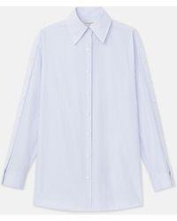 Lafayette 148 New York - Petite Stripe Cotton Poplin Button Sleeve Oversized Shirt - Lyst