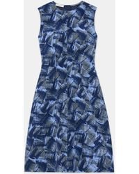 Lafayette 148 New York - Stamped Book Print Silk Dress In Blue Iris Multi - Lyst