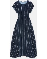 Lafayette 148 New York - Plus-size Stripe Print Recycled Poly Satin Plissé Dress - Lyst