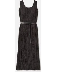 Lafayette 148 New York - Plisse Belted Midi Sleeveless Dress - Lyst