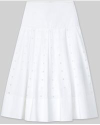 Lafayette 148 New York - Plus-size Organic Cotton Poplin Handcut Block Eyelet Skirt - Lyst