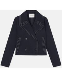 Lafayette 148 New York - Cotton Twill Double Breasted Contrast Stitched Jacket - Lyst