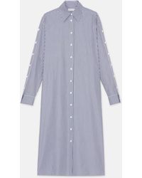 Lafayette 148 New York - Stripe Cotton Poplin Button Sleeve Oversized Shirtdress - Lyst