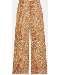 Lafayette 148 New York - Petite Floating Leaves Print Textured Silk Satin Riverside Pant - Lyst