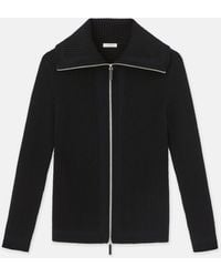 Lafayette 148 New York - Lafayette 148 Ny Cashmere Ribbed Split Collar Zip Front Cardigan - Lyst