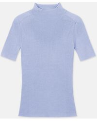 Lafayette 148 New York - Finespun Voile Ribbed Short Sleeve Sweater - Lyst