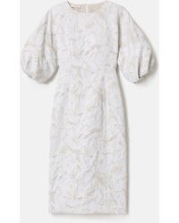 Lafayette 148 New York - Cotton Silk Balloon Sleeve Midi Dress - Lyst