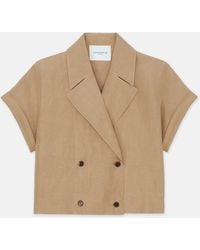 Lafayette 148 New York - Silk-linen Double Breasted Cropped Shirt Jacket - Lyst