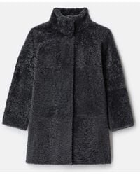 Lafayette 148 New York - Shearling Reversible Leather Funnel Collar Coat - Lyst