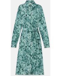 Lafayette 148 New York - Petite Impasto Print Textured Silk Satin Dress - Lyst