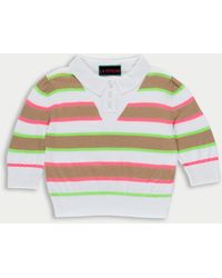 La Fetiche - Moira Striped Cropped Polo Sweater - Lyst