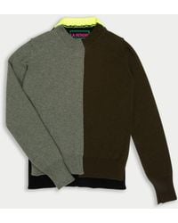 La Fetiche - Cathy Hand Framed Patched Sweater With Neon Collar Detail - Lyst