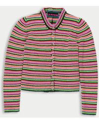 La Fetiche - Rosemary Stripe Shrunken Fit Multicolour Striped Cardigan - Lyst