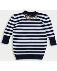 La Fetiche - Carli Striped Short Sleeve Embellished Sweater - Lyst