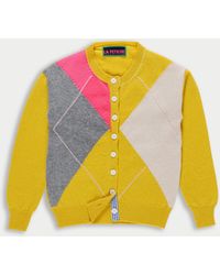 La Fetiche - Cynthia Crew Neck Argyle Cardigan - Lyst