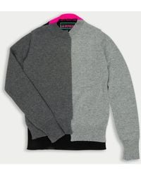 La Fetiche - Cathy Hand Framed Patched Sweater With Neon Collar Detail - Lyst