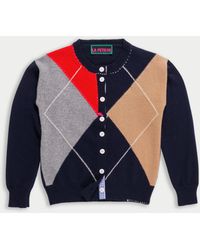 La Fetiche - Cynthia Crew Neck Argyle Cardigan - Lyst